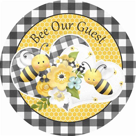 8 Round Bee Our Guest Wreath Sign Summer Wreath Sign - Etsy