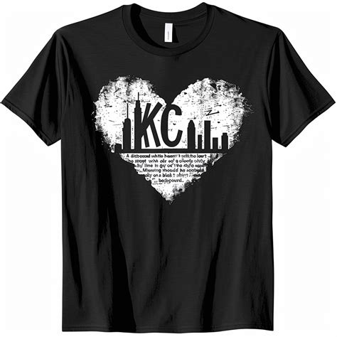 Kansas City Skyline Heart KC Graphic Black Tee Walmart