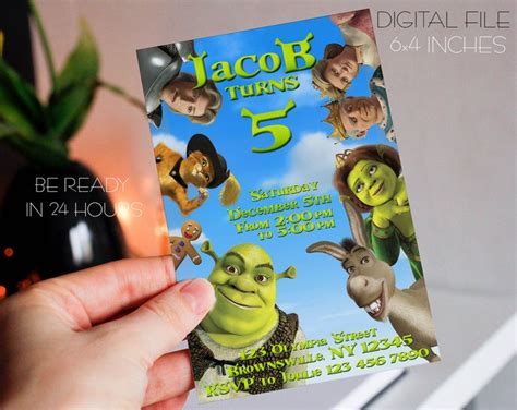 Shrek Birthday Invitation Shrek Digital Mobile Birthday Invitation