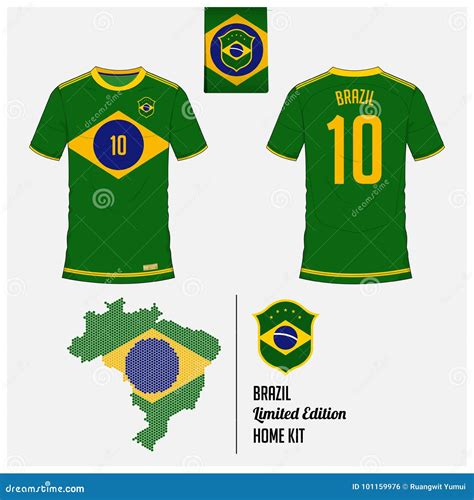 Soccer Jersey Or Football Kit Template For Brazil National Football