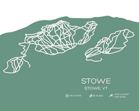 Stowe Ski Trail Map With Color - Etsy