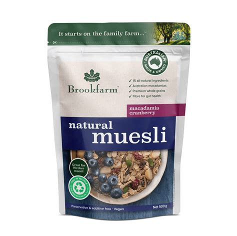 BROOKFARM MUESLI NATURAL MACADAMIA CRANBERRY Zone Fresh