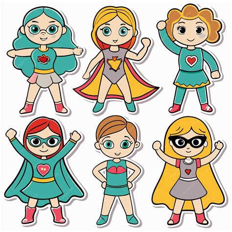 Super Herois Femininas Desenho - Super-heróis meninas carinhosas e poderosas personagens femininas em ...
