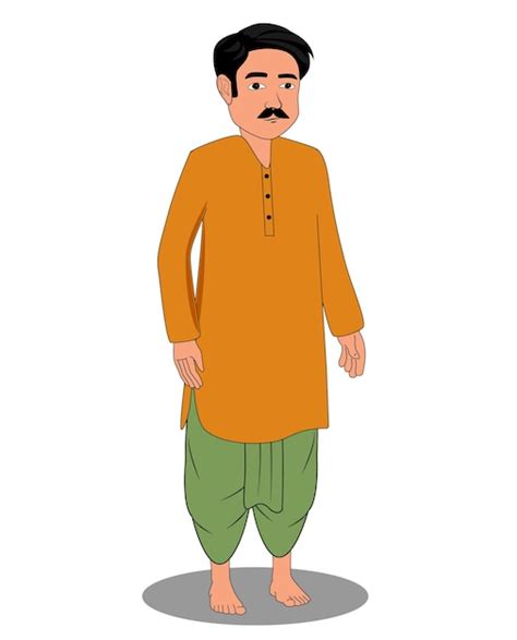 Premium Vector Indian Village Man Cartoon Character Design