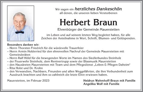 Traueranzeigen Von Herbert Braun Augsburger Allgemeine Zeitung