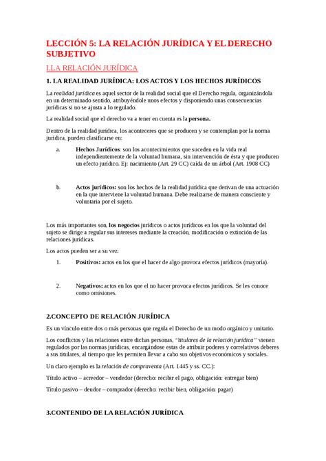 Lección 5 Derecho Civil Apuntes De Derecho Civil Docsity