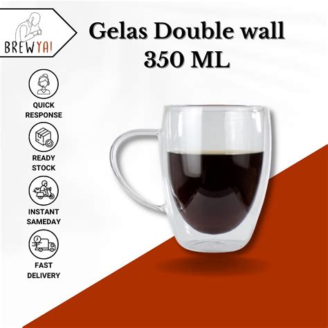 Jual Gelas Cangkir Kopi Anti Panas Double Wall Borosilicate Glass Round