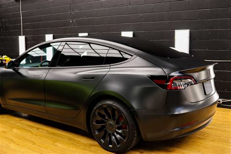 Matte Black Tesla Model 3 Color Change Dechrome Twiisted Wrap