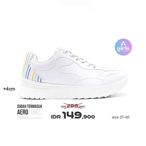 Jual Aerostreet 37 40 Rainbow Putih Putih Garis Sepatu Sneakers