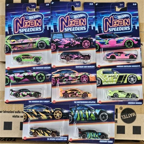 HOT WHEELS NEON SPEEDERS COMPLETE SET PCS TOYOTA CELICA DATSUN SKYLINE GTR RX ECLIPSE