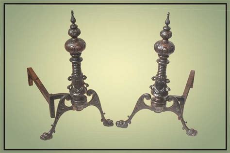 Pair of Classical Andirons - Wooden Nickel Antiques