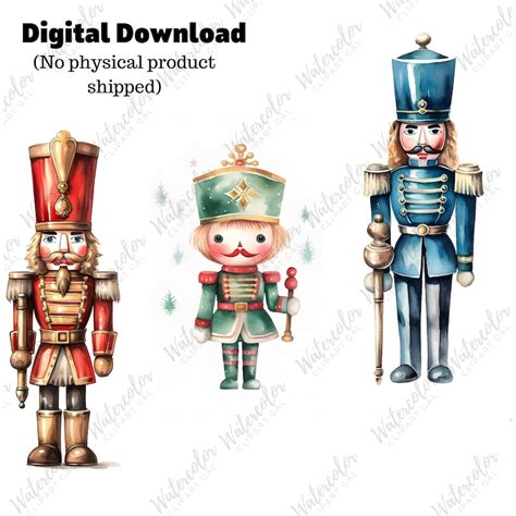 Watercolor Nutcracker Clipart Png Bundle Christmas Card Clipart Cute