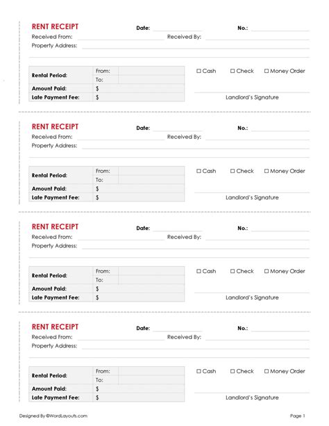 rent receipt template jenny printable