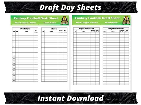 Editable fantasy football draft sheets 2023 season microsoft word ...