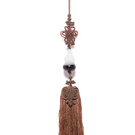 Chinese Silk Tassel With Jade Double Gourd Charm At 1stdibs