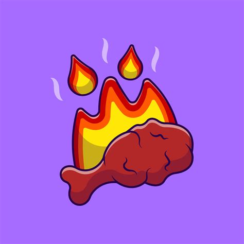 Spicy Chicken Wing With Fire Cartoon Vector Icons Illustration. Flat Cartoon Concept. Suitable ...