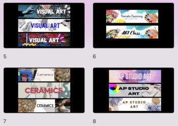 Art Google Classroom Headers or Canvas Banners, all Visual Art subjects