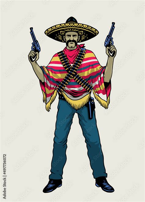 Hand Drawn Vintage Mexican Bandit Stock Vector Adobe Stock