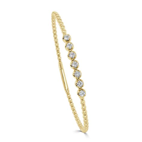 14k Gold And Diamond Flexible Beaded Bangle Sabrina Design