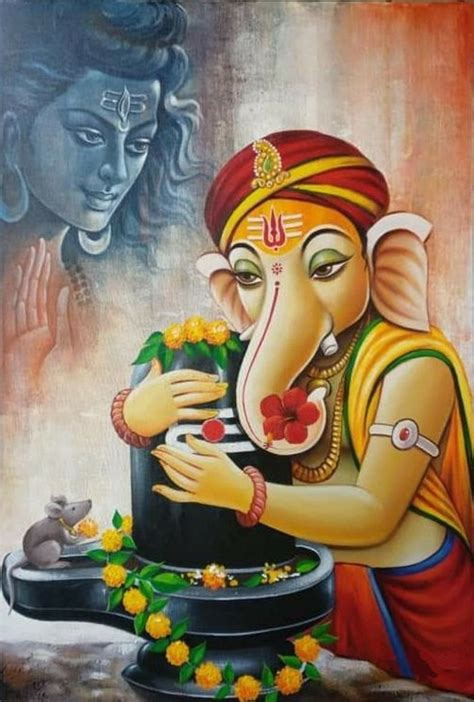 Lord Ganesha Y Hand Painted Painting On Canvas Without Frame Etsy