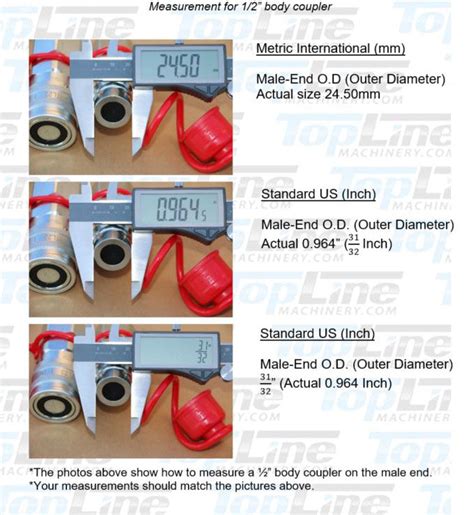 Flat Face Hydraulic quick coupler body size guide - TopLine Machinery