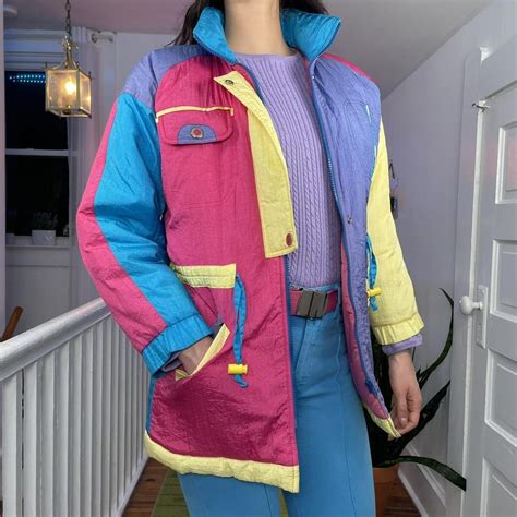 vintage 80s neon puffer jacket 🩵💛🩷 so easy to color... - Depop