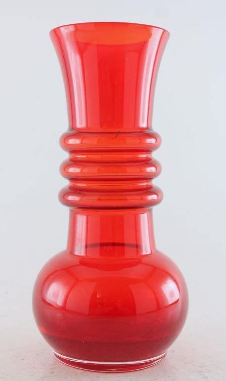 Riihimaki Red Glass Kielo Vase Tamara Aladin Vintage S Finnish