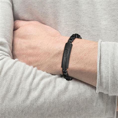 Bracelet Homme Boss Bijoux Orlado 1580358M Acier Noir Sur Bijourama