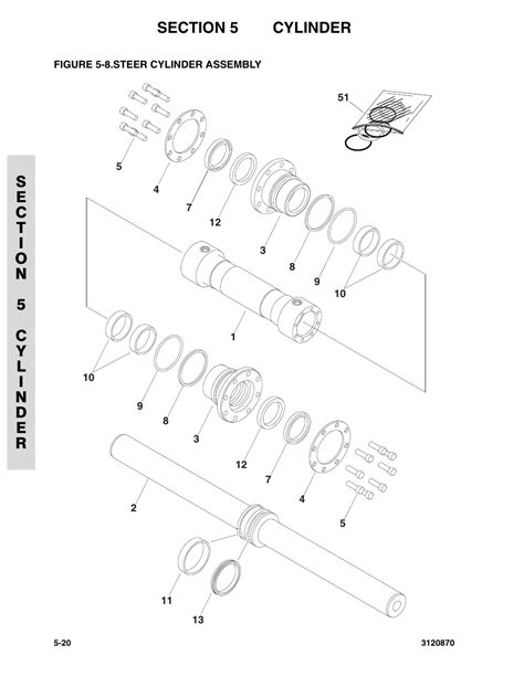 Figure 5-8. steer cylinder assembly, Steer cylinder assembly -20 | JLG ...