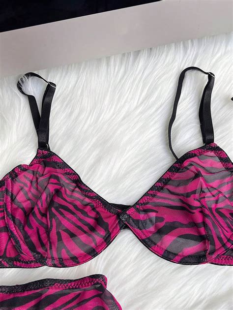 Zebra Print Lingerie Set Slightly Sheer And Sexy Shein Usa