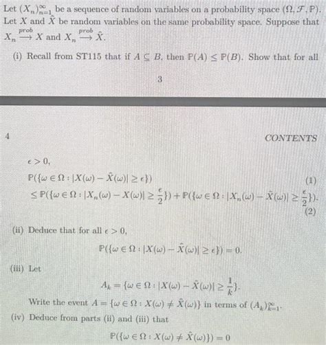 Solved Let Xn N 1∞ Be A Sequence Of Random Variables On A