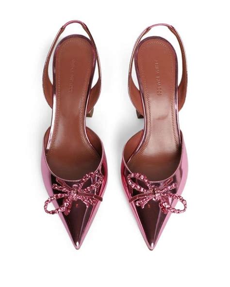 AMINA MUADDI Rosie Sling Metallic 95mm Pumps In Pink Lyst