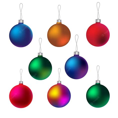 Conjunto De Bolas De Navidad En El árbol De Navidad Vector Premium