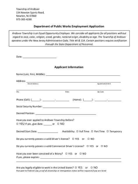 Fillable Online Dpw Employment Application Fax Email Print Pdffiller