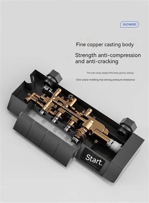 Top Piano Key Gray Bathroom Digital Display Faucet Shower System Set Bathtub Hot And Cold