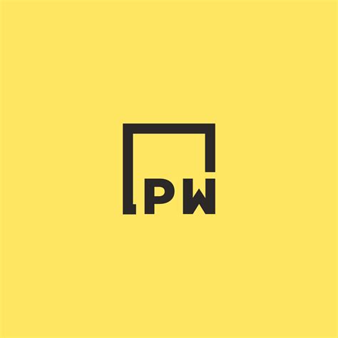 pw initial monogram logo  square style design  vector art