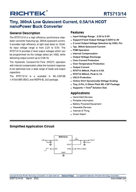 Rt5714 Richtek Converter Hoja De Datos Ficha Técnica Distribuidor