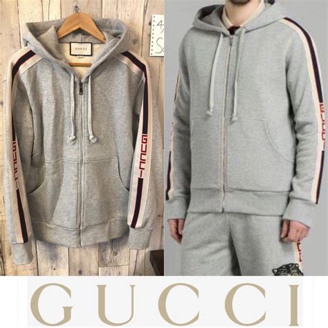 新品新作 Gucci Technical Hooded zip up sweatshirt with Gucci stripe グッチ