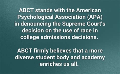 ABCT Stands With The APA In Denouncing The SCOTUS Decision On