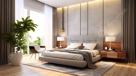 Desain Kamar Tidur Kontemporer Tampilan Penuh Rendering 3d Interior