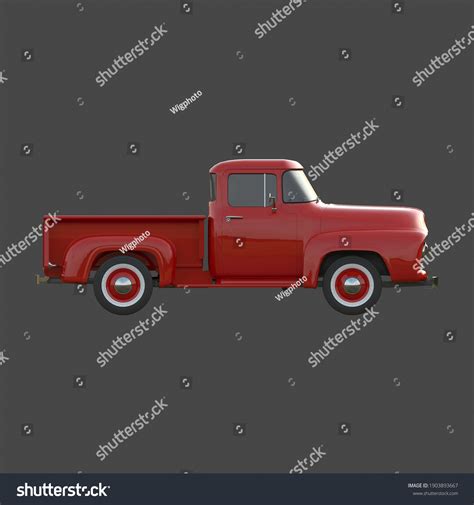 Red Pickup Truck On Gray Background Stock Illustration 1903893667 ...