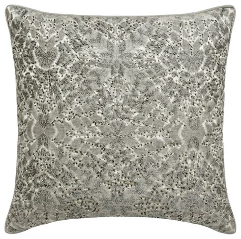 Grey Jacquard Bead Embroidery Textured 22 X22 Throw Pillow Cover Ashen