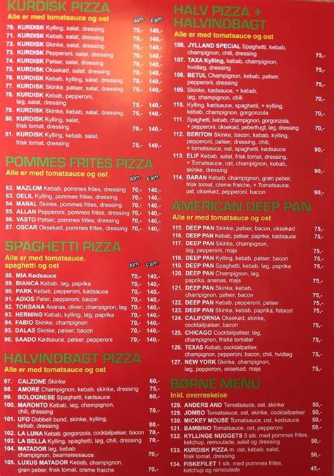 Menu At Milano Pizza Durum Restaurant Karup