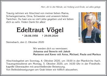 Traueranzeigen Von Edeltraut V Gel Allg Uer Zeitung