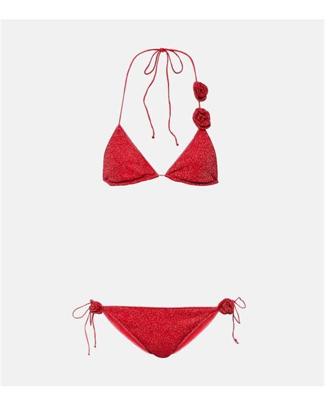 Os Ree Lumiere Floral Applique Bikini In Red Lyst