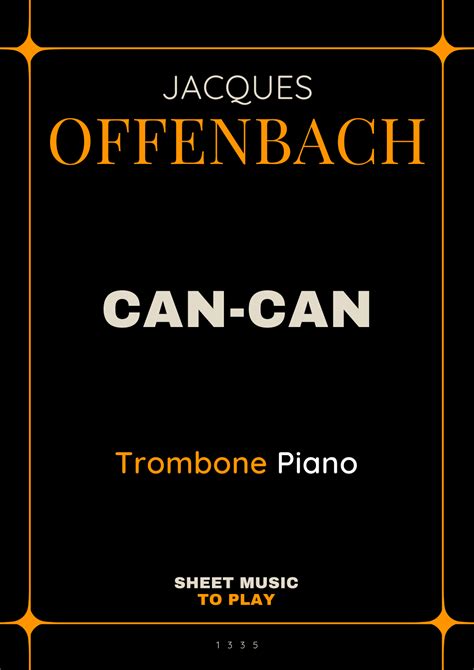 Offenbach Can Can Trombone And Piano Full Score And Parts Arr