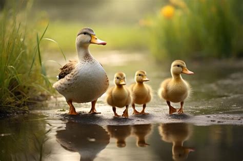 Premium AI Image | Quacking Clan Ducks on a Pond Journey