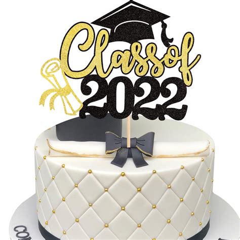 Buy 1 Pcs Class Of 2022 Cake Topper With Gold Glitter Diploma 2022 Graduation Cap Cake Pick 2022