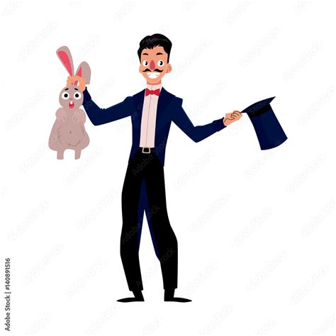 Magician Illusionist Conjuring Rabbit Out Of Hat Artist Performer