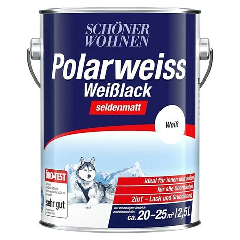 SCHÖNER WOHNEN Farbe Weißlack Polarweiß Weiß Seidenmatt 2 5 l BAUHAUS